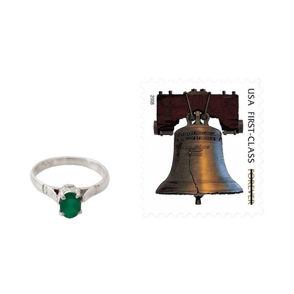 Alternate image for Sterling Silver Ring with Green Onyx Solitaire Solitary Allure