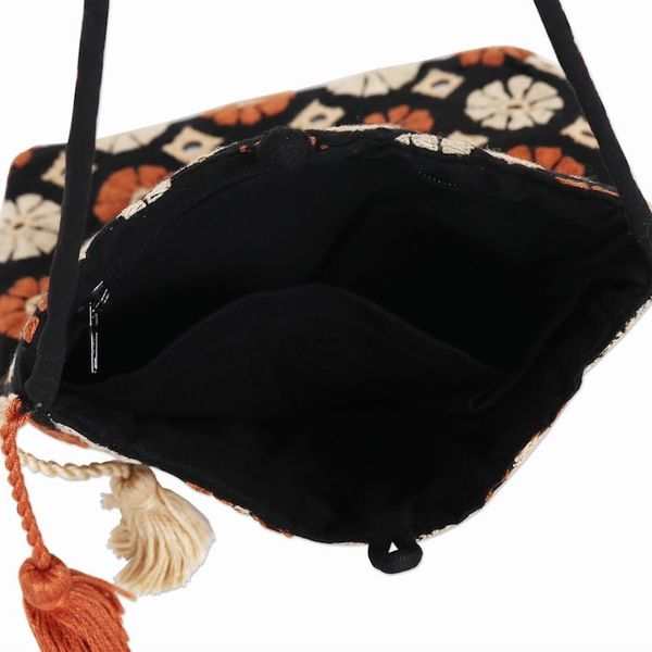 Alternate image for Hand-Embroidered Cotton Sling Bag from India Spinning Blossoms