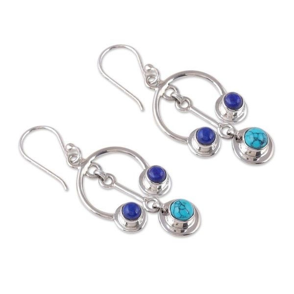 Alternate image for Reconstituted Turquoise and Lapis Lazuli Chandelier Earrings Flair