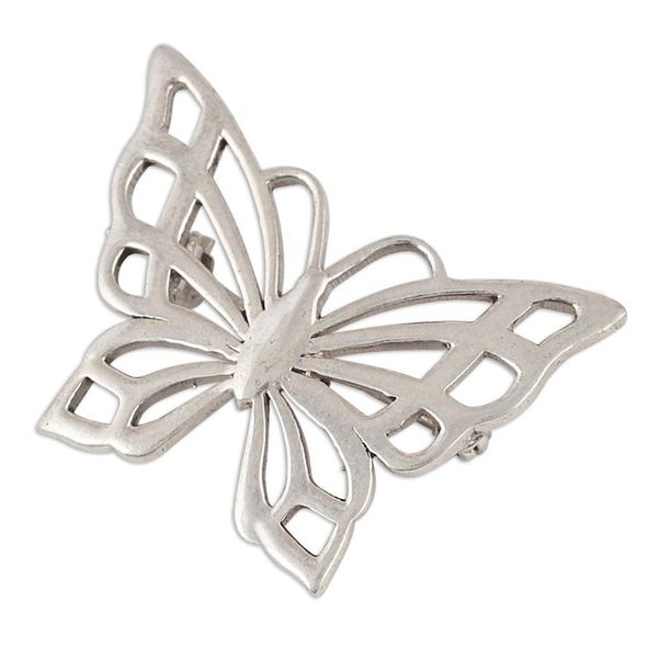 Alternate image for Sterling Silver Butterfly Brooch Crafted in India Dainty Butterfly