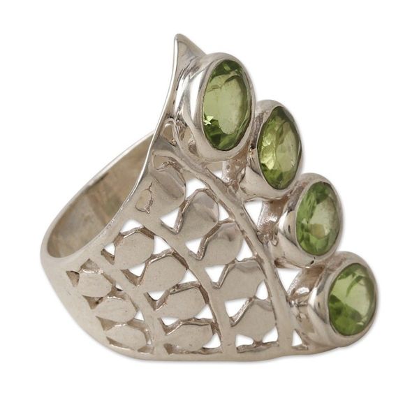 Alternate image for Sterling Silver Cocktail Ring with 4-Carat Peridot Gems Glorious Fortune