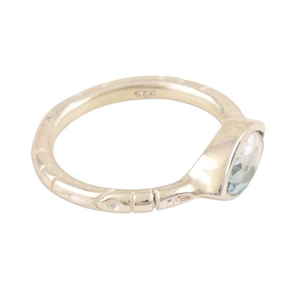 Alternate image for Marquise Cut Blue Topaz Ring from India Delicate Eye