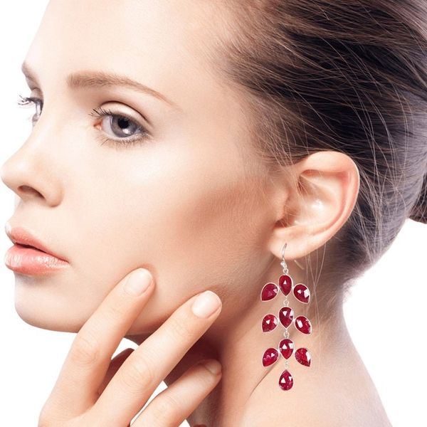 Alternate image for 40-Carat Ruby Dangle Earrings from India Leaf Cascade