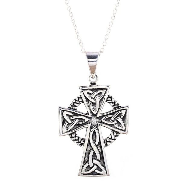 Alternate image for Celtic Cross Sterling Silver Pendant Necklace from India Celtic Faith