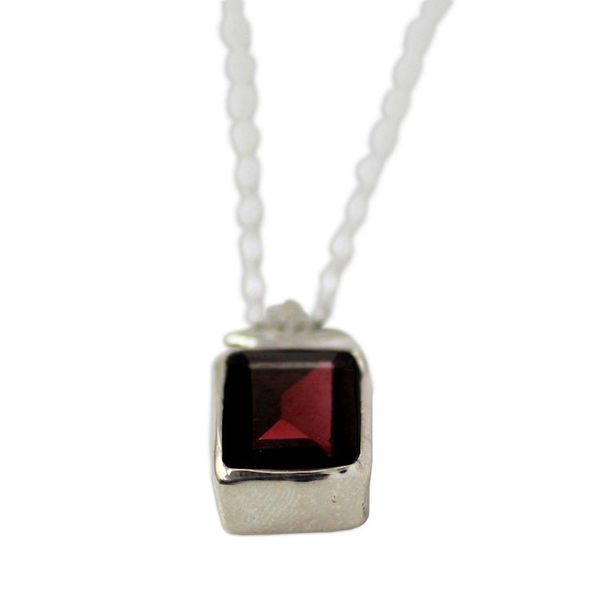 Alternate image for Hand Made Faceted Garnet Pendant Necklace from India Indian Grace in Red