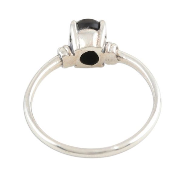 Alternate image for Black Onyx Cabochon Sterling Silver Ring Magical Orb