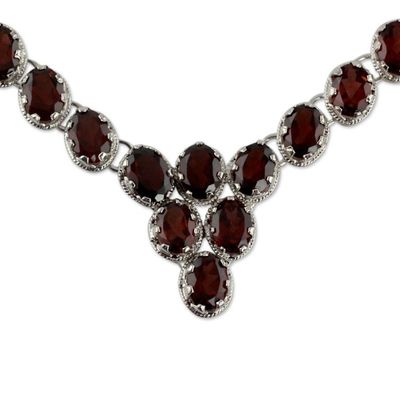 Alternate image for Fair Trade Garnet Choker Necklace Sterling Silver Love Cascading Crimson