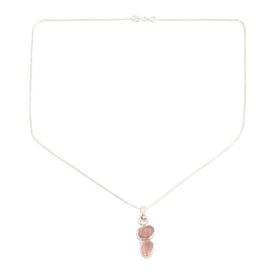 Alternate image for Rose Quartz Pendant Necklace Crafted in India Pink Flair