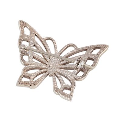 Alternate image for Sterling Silver Butterfly Brooch Crafted in India Dainty Butterfly