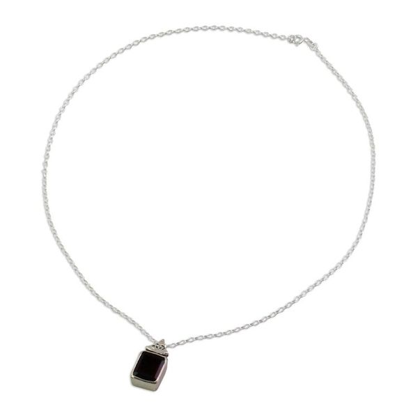Alternate image for Hand Made Faceted Garnet Pendant Necklace from India Indian Grace in Red