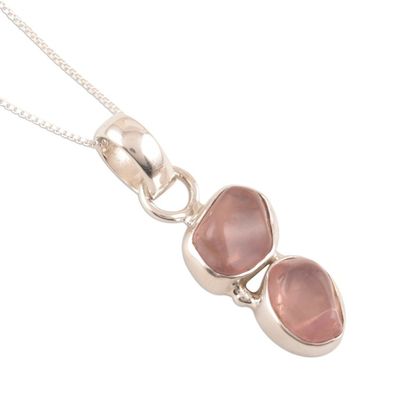 Alternate image for Rose Quartz Pendant Necklace Crafted in India Pink Flair