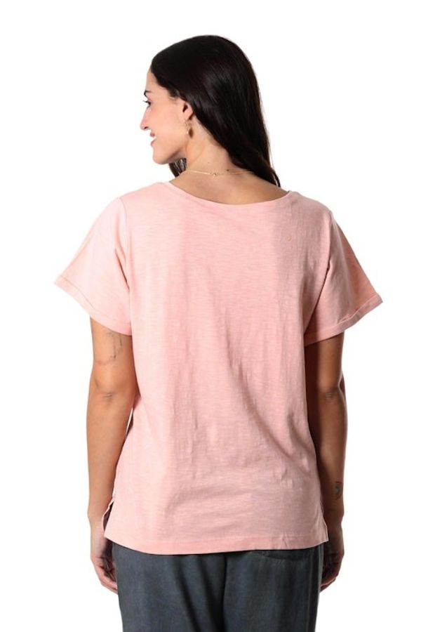 Alternate image for Embroidered Pink Cotton T-Shirt from India Spring Glee in Petal Pink