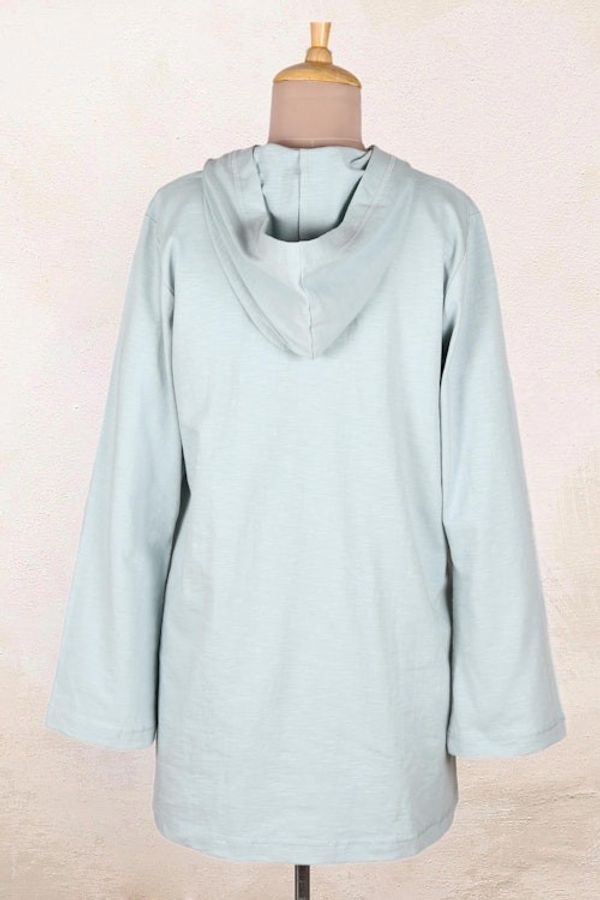 Alternate image for Embroidered Cotton Floral-Motif Hoodie Pale Paradise