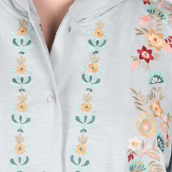 Alternate image for Embroidered Cotton Floral-Motif Hoodie Pale Paradise