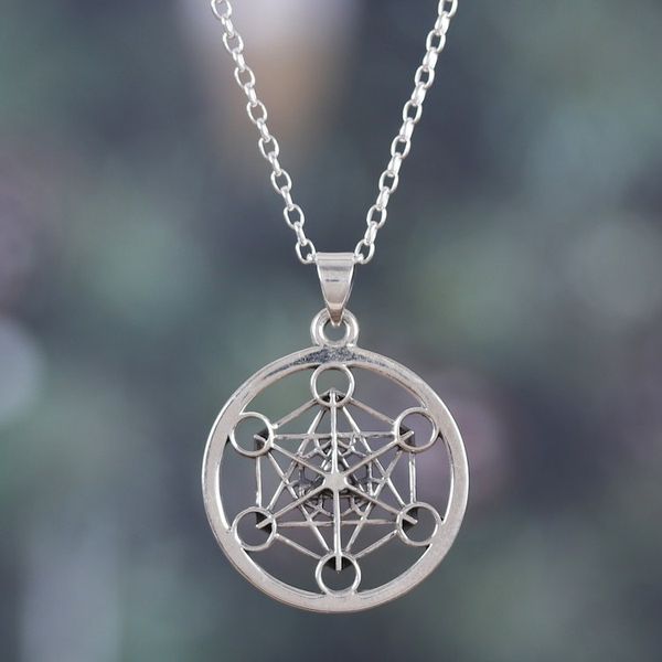 Alternate image for Modern Mens Sterling Silver Pendant Necklace from India Contemporary Splendor