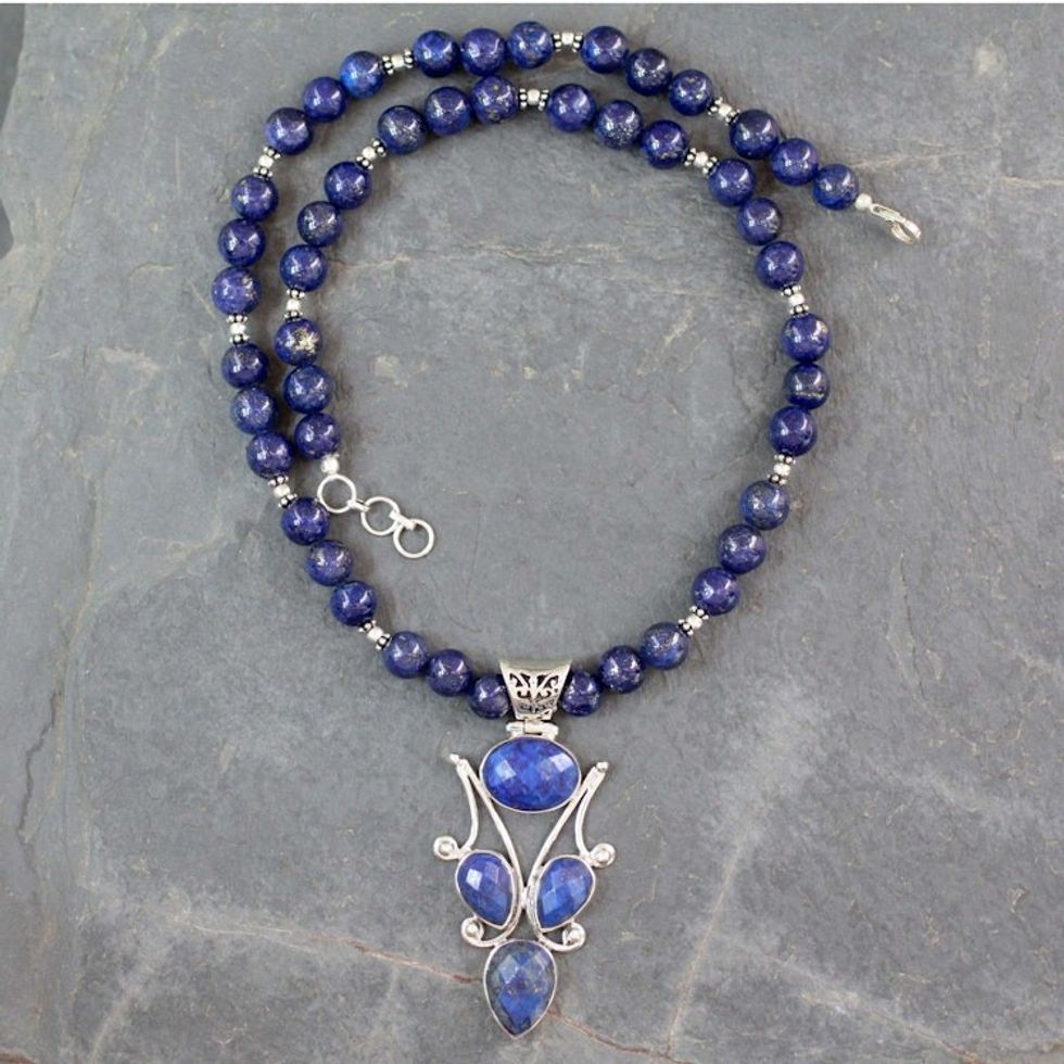 Handmade Lapis Lazuli and Silver Necklace 'Glorious Blue'