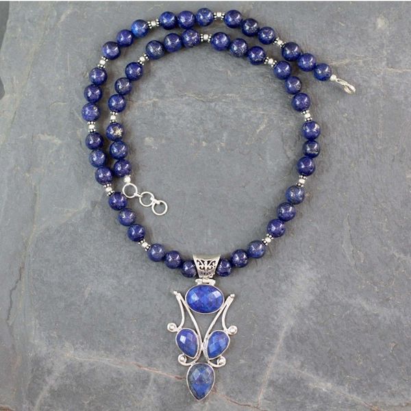 Alternate image for Handmade Lapis Lazuli and Silver Necklace Glorious Blue