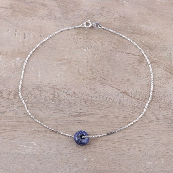 Alternate image for Lapis Lazuli Pendant Anklet from India Elegant Wheel