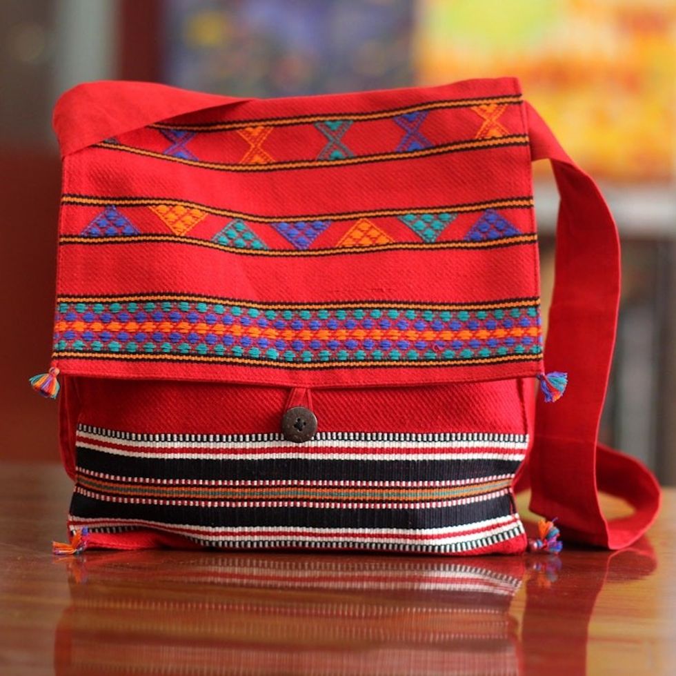 Unique Hand Woven Cotton Shoulder Bag 'Rajasthan Rapture'