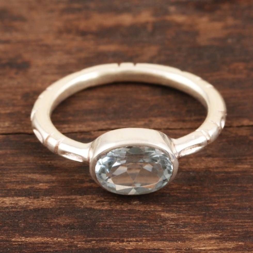Simple Blue Topaz and Sterling Silver Ring 'Blue Gaze'