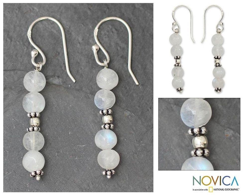 Moonstone dangle earrings 'Pillars of Impassioned Love'