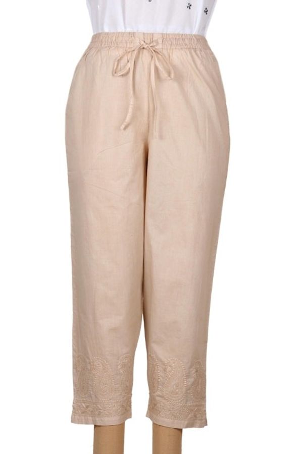 Alternate image for All Cotton Embroidered Cropped Pants with Drawstring Waist Paisley Days
