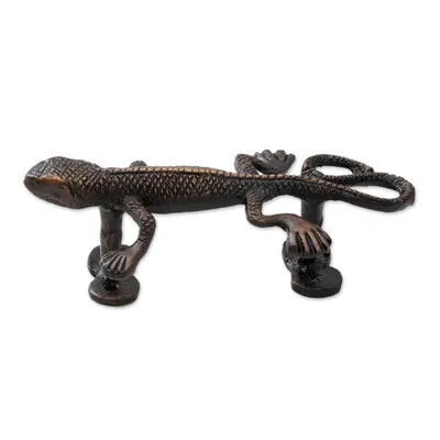 Alternate image for Gecko Door Handle in Antiqued Copper Plated Brass India Gecko Passage