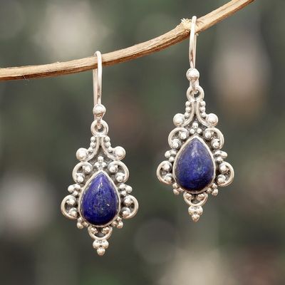 Alternate image for Baroque-Inspired Dangle Earrings with Lapis Lazuli Stones Royal Core