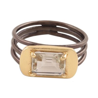 Alternate image for Gold Accented Prasiolite Single-Stone Ring from India Modern Prism