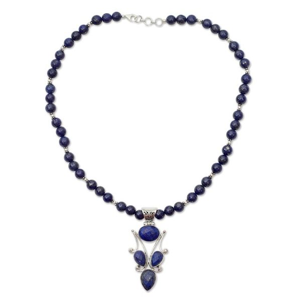 Alternate image for Handmade Lapis Lazuli and Silver Necklace Glorious Blue