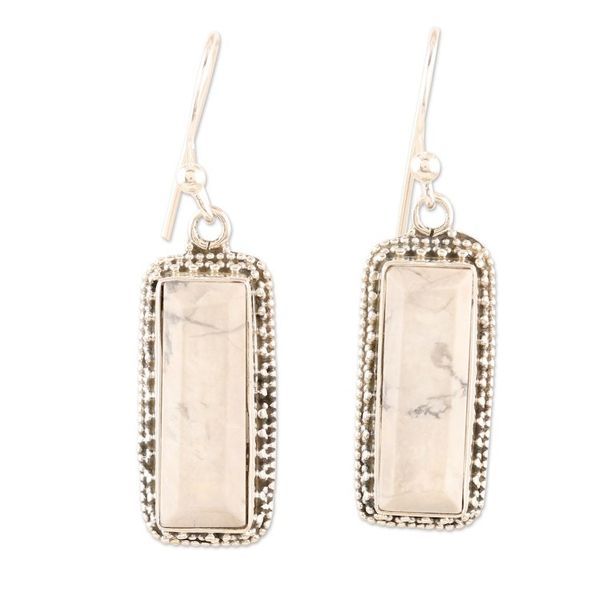 Alternate image for Howlite and Sterling Silver Dangle Earrings White Mirror