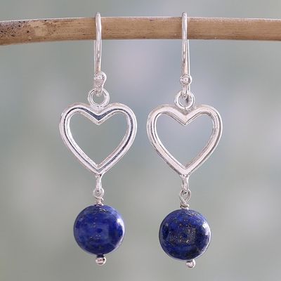 Alternate image for Handcrafted Lapis Lazuli and Sterling Silver Dangle Earrings Majestic Globes