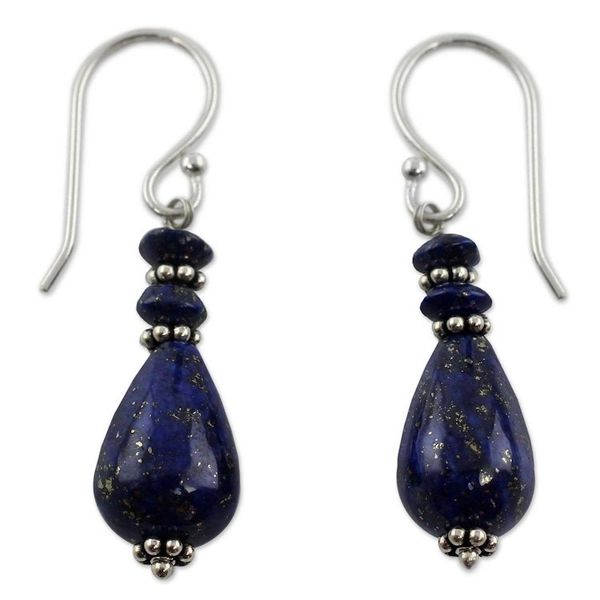 Alternate image for Fair Trade Sterling Silver and Lapis Lazuli Earrings Delhi Dusk