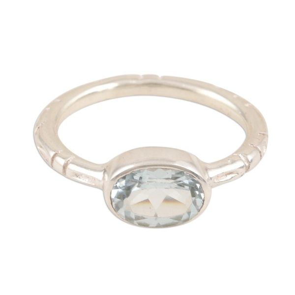 Alternate image for Simple Blue Topaz and Sterling Silver Ring Blue Gaze
