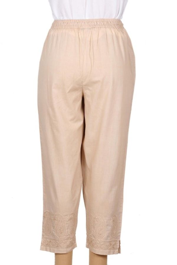 Alternate image for All Cotton Embroidered Cropped Pants with Drawstring Waist Paisley Days