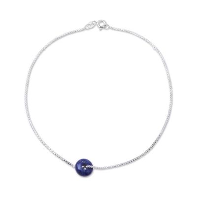 Alternate image for Lapis Lazuli Pendant Anklet from India Elegant Wheel