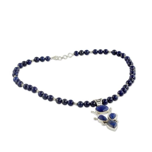 Alternate image for Handmade Lapis Lazuli and Silver Necklace Glorious Blue