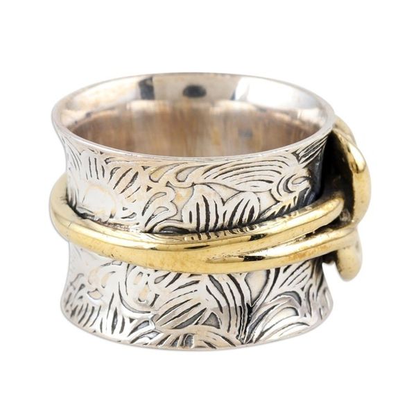 Alternate image for Sterling Silver and Brass Knotted Band Ring Golden Knot