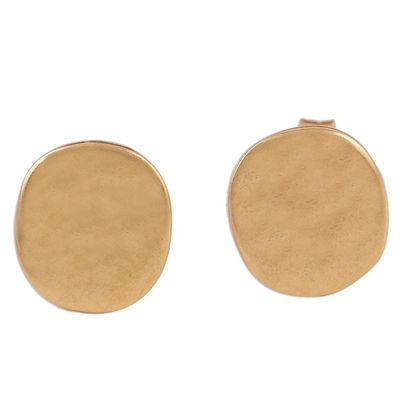 Alternate image for Handmade 22k Gold Plated Sterling Silver Stud Earrings Vibrant Buttons