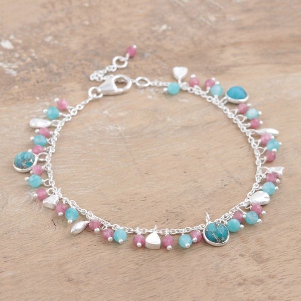 Alternate image for Hand Crafted Tourmaline and Chalcedony Charm Bracelet Above the Sky