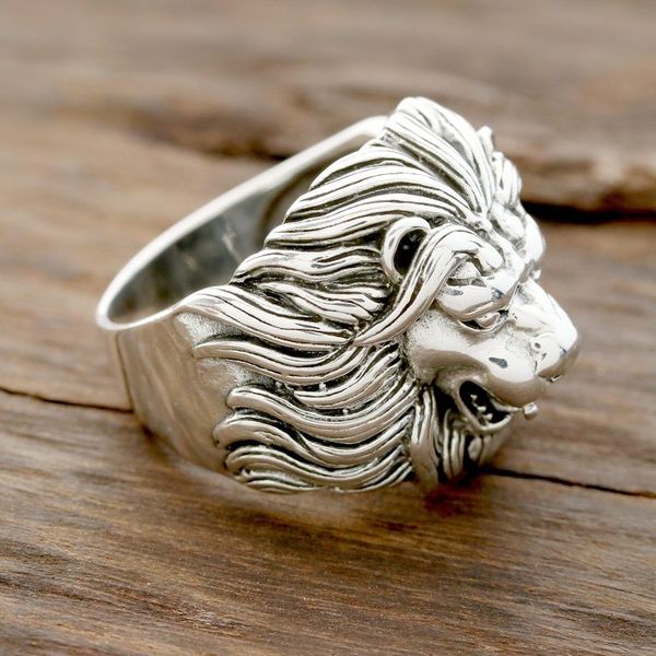 Alternate image for Mens Sterling Silver Lion Ring from India Kings Roar