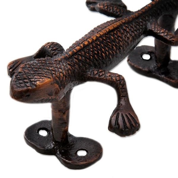 Alternate image for Gecko Door Handle in Antiqued Copper Plated Brass India Gecko Passage