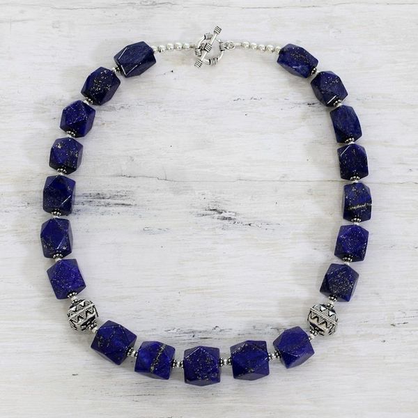 Alternate image for Lapis lazuli strand necklace Blue Goddess