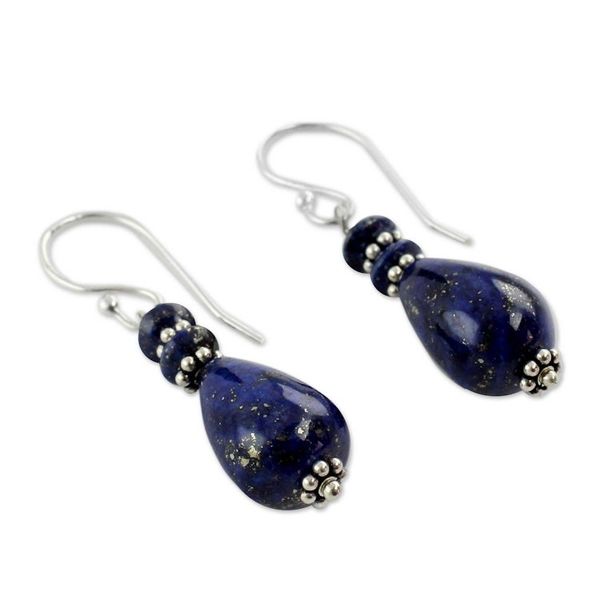 Alternate image for Fair Trade Sterling Silver and Lapis Lazuli Earrings Delhi Dusk