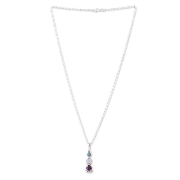 Alternate image for One-Carat Multi-Gemstone Pendant Necklace from India Celestial Trinity