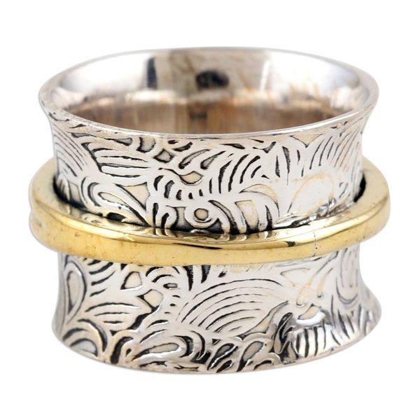 Alternate image for Sterling Silver and Brass Knotted Band Ring Golden Knot