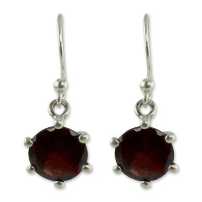 Alternate image for Handcrafted Sterling Silver and Garnet Earrings Scarlet Solitaire