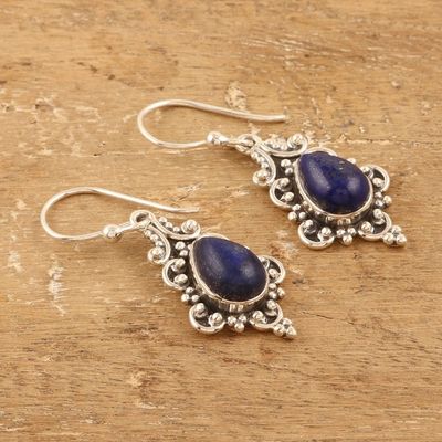 Alternate image for Baroque-Inspired Dangle Earrings with Lapis Lazuli Stones Royal Core
