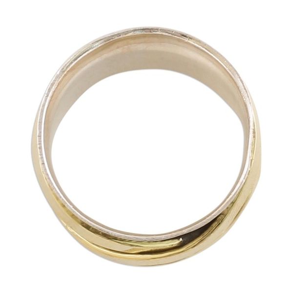 Alternate image for Indian Band Ring Hand Crafted of Sterling Silver and Brass Crisscrossing Grace