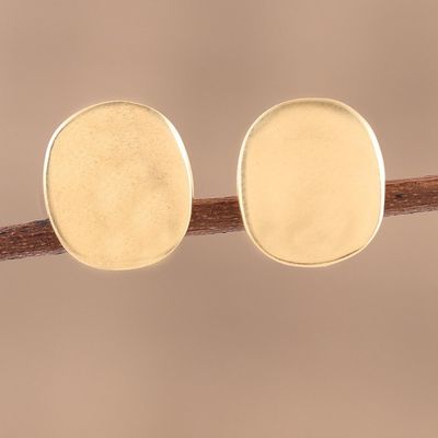 Alternate image for Handmade 22k Gold Plated Sterling Silver Stud Earrings Vibrant Buttons